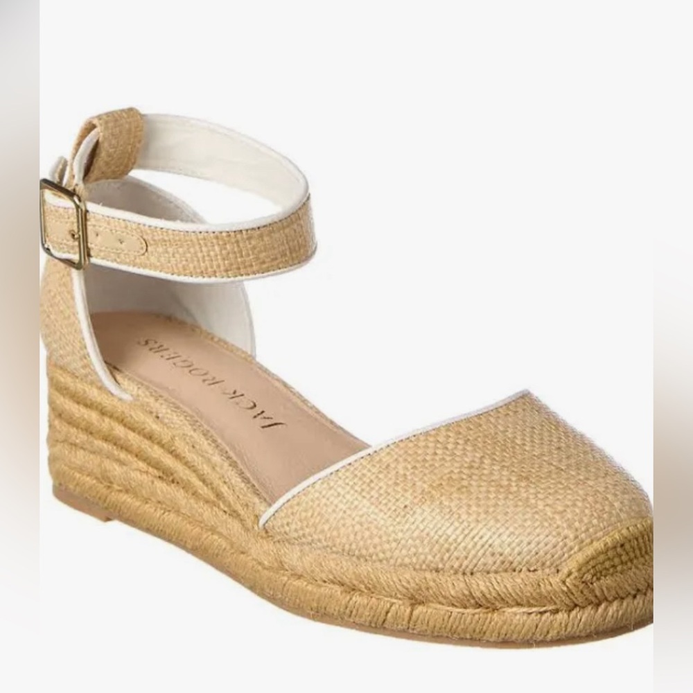 Jack Rogers Palmer Rattan Closed Toe Mid Wedge